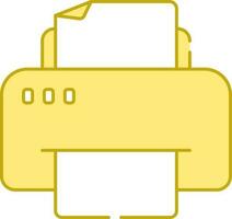 Flat Style Printer Icon In Yellow And White Color. vector