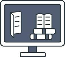 E- Learning From Desktop Icon In Flat Style. vector