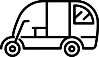 Auto Or E-Rickshaw Icon In Black Line Art. vector