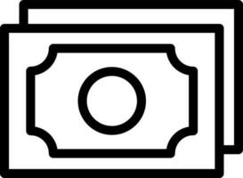 Flat Style Bank Note Icon In Black Outline. vector