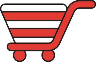 Shopping Cart Icon In Red And White Color. vector