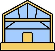 edificio o hogar icono en azul y amarillo color. vector