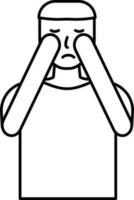 Isolated Don't Touch Face Icon in Line Art. vector