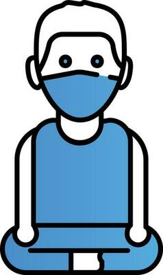 Young Boy Doing Yoga Icon In Blue And White Color.