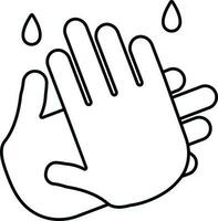 Hands Wash Icon In Black Line Art. vector