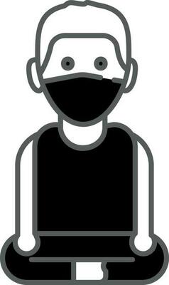 Man Doing Yoga Icon In Black And White Color.