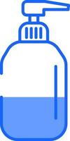 Dispenser Or Pump Bottle Icon In Blue And White Color. vector