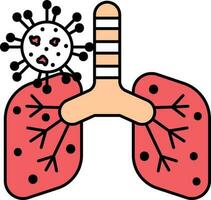 Virus Infection Lungs Colorful Icon on White Background. vector