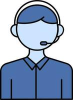 Customer Service Icon In Blue Color. vector