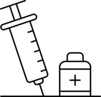 Vaccine Icon In Black Line Art. vector