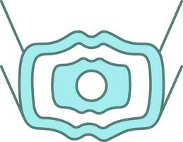 Medical Mask Icon In Blue And White Color. vector