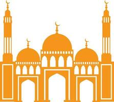 Flat illustration of orange Mosque. vector