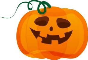 Scary Halloween Pumpkin in orange color. vector