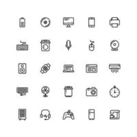 Set of electronic icons in line art. vector