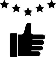 Black Five Star And Like Hand Icon Or symbol. vector