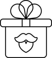 Illustration of Gift Box Beard and Mustache Icon in Thin Line Art. vector