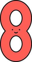 Smiley 8 Eight Number Icon In Red Color. vector