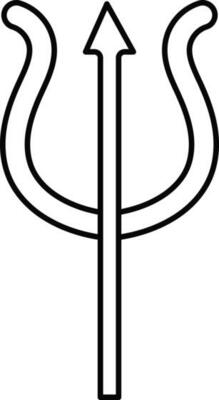 Trishul Trident Icon In Black Thin Line Art.