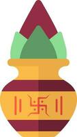 esvástica símbolo Adoración maceta kalash rojo y amarillo icono. vector