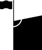 Corner Flag Icon Or Symbol In Black And White Color. vector