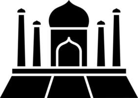 taj mahal icono en negro y blanco color. vector