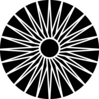 Ashoka Chakra Icon In Black and White Color. vector