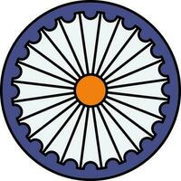 ashoka rueda chakra icono en azul y naranja color. vector