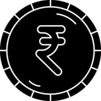 Indian Rupee Coin Icon In Black and White Color. vector