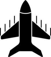 Fighter Plane Icon In Black and White Color. vector