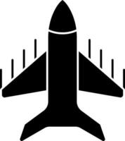 Fighter Plane Icon In Black and White Color. vector