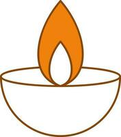 Oil Lamp Diya Icon In Flat Style. vector