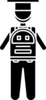 Graduate Student With Backpack Icon In Glyph Style. vector