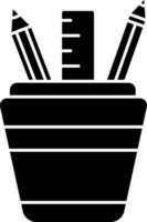 Pen Holder Icon In Black And White Color. vector