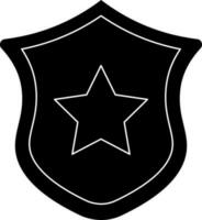Star Shield Icon Or Symbol In Black and White Color. vector