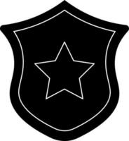 Star Shield Icon Or Symbol In Black and White Color. vector