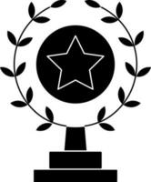 Wreath Trophy Icon Or Symbol In Black and White Color. vector