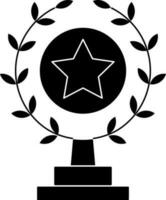 Wreath Trophy Icon Or Symbol In Black and White Color. vector