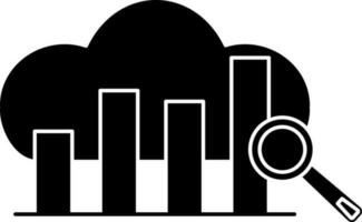 Black and White Cloud With Searching Bar Graph Icon Or Symbol. vector