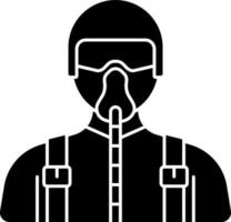 Fighter Pilot Icon In Black and White Color. vector