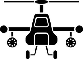 combate helicóptero icono en negro y blanco color. vector