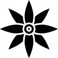 negro y blanco ilustración de flor icono en plano estilo. vector