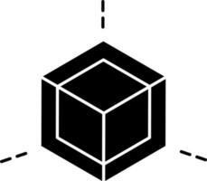 cubo icono en negro y blanco color. vector