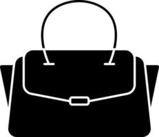 Ladies Handbag Icon In Black and White Color. vector