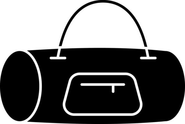 Duffle Bag Icon In Black and White Color.