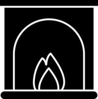 Fireplace Icon In Black and White Color. vector