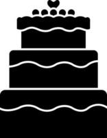 Flat Style Cake Icon In Black and White Color. vector