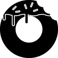 rosquilla icono en negro y blanco color. vector