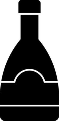 Black and White Alcohol Bottle Icon in Flat Style.