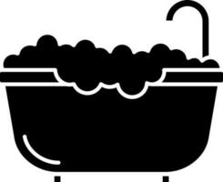 Flat Style Bathtub Icon in Black and White Color. vector