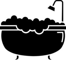 Flat Style Bathtub Icon in Black and White Color. vector